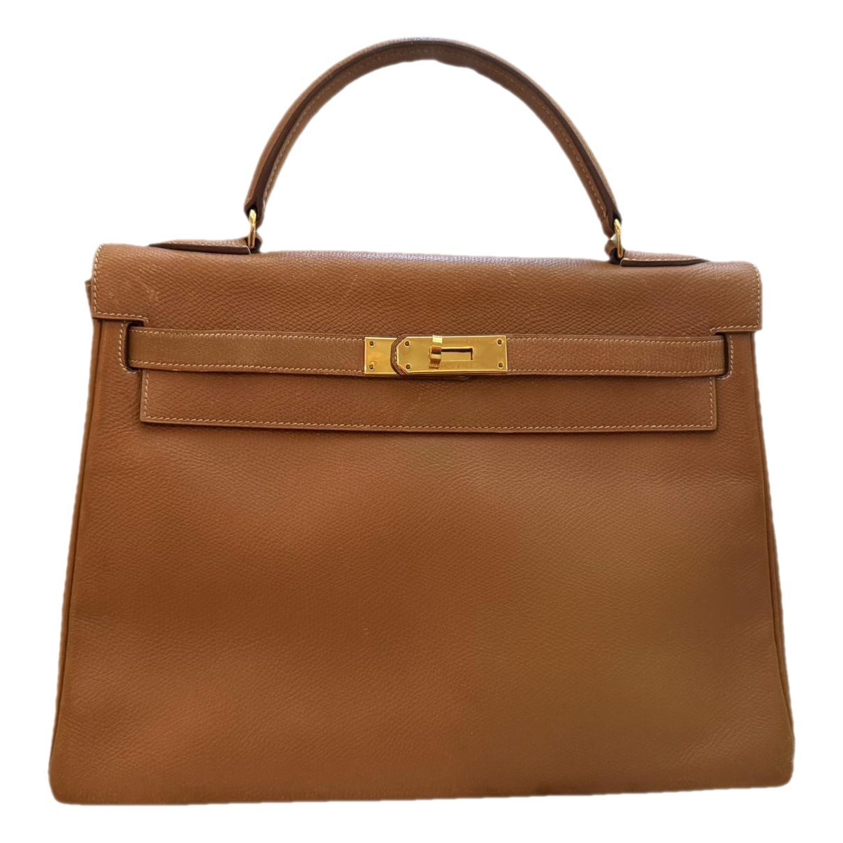 Hermes Kelly 32 Handbag Gold Courchevel Leather 1984