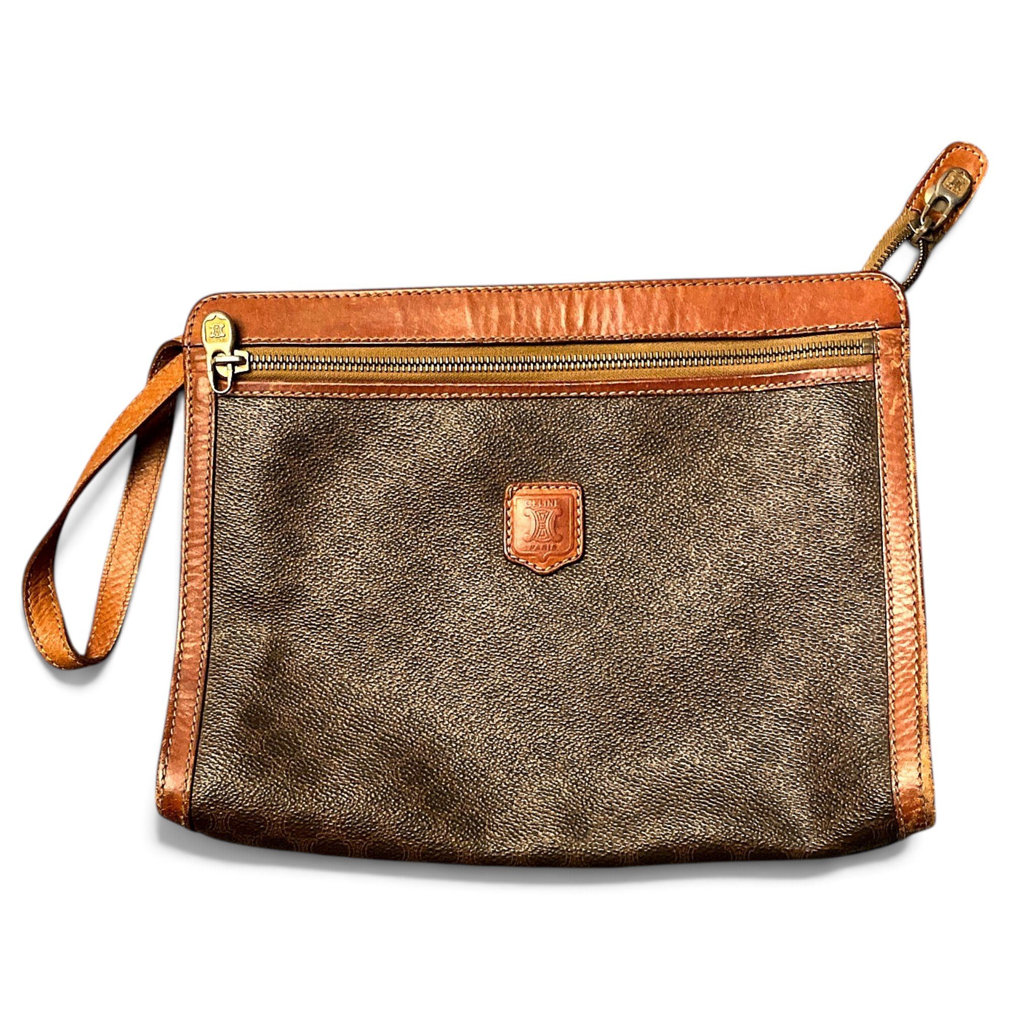 Triomphe Vintage leather clutch bag