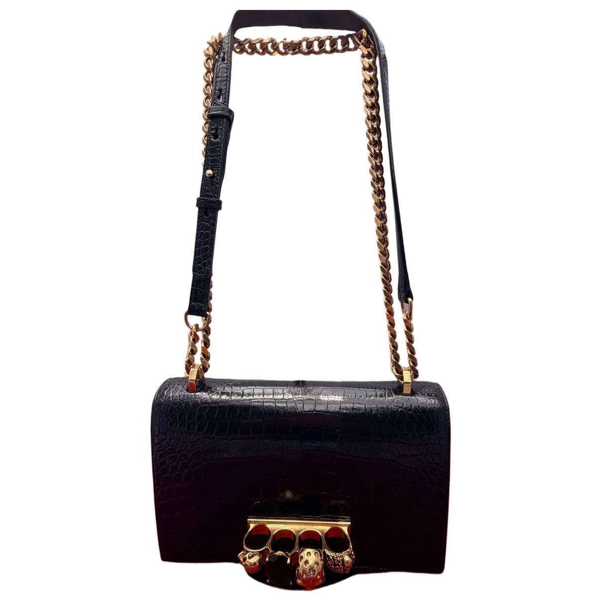 Knuckle leather crossbody bag