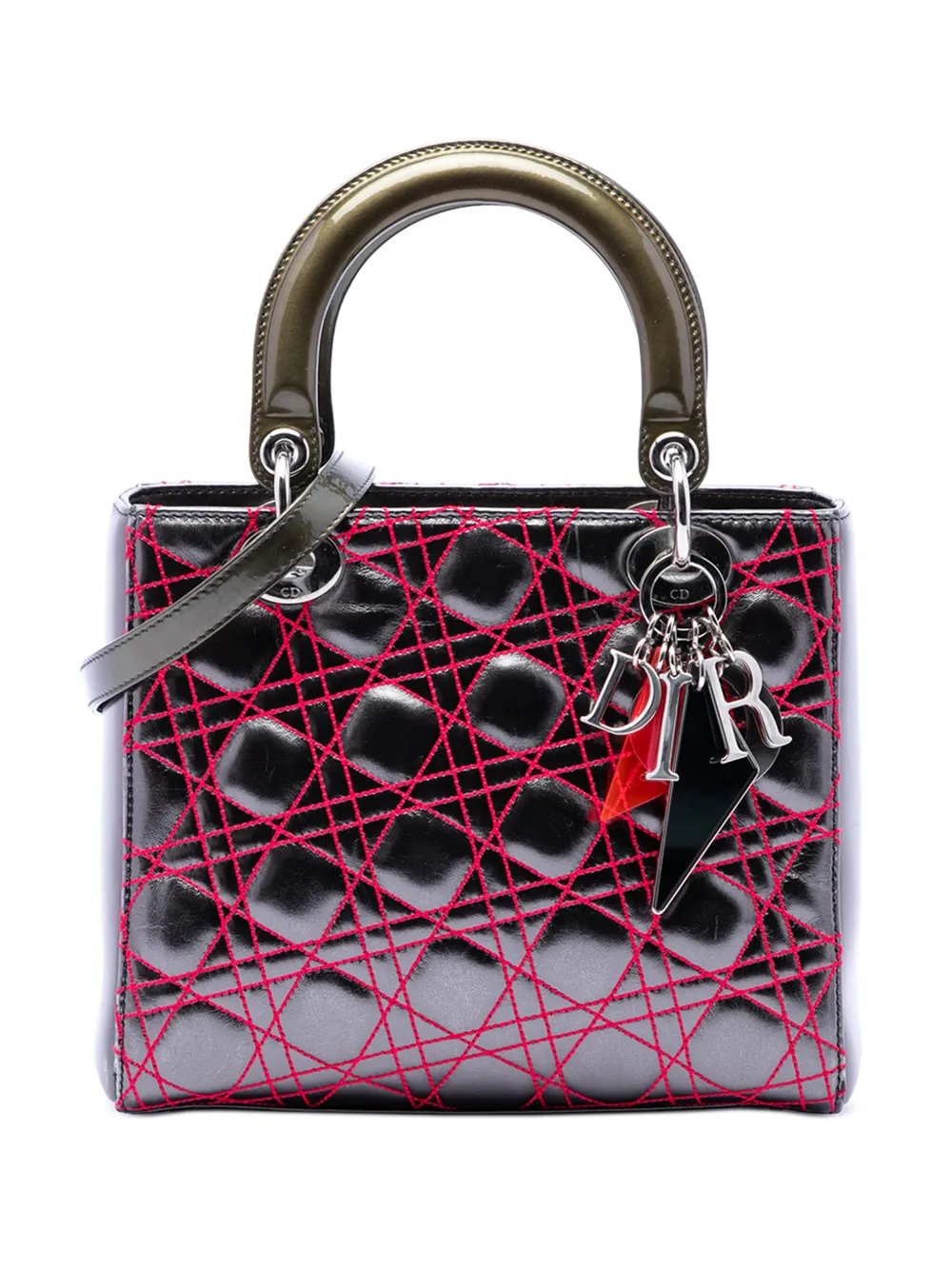 2011 Anselm Reyle Medium Metallic Lambskin Cannage Lady Dior satchel