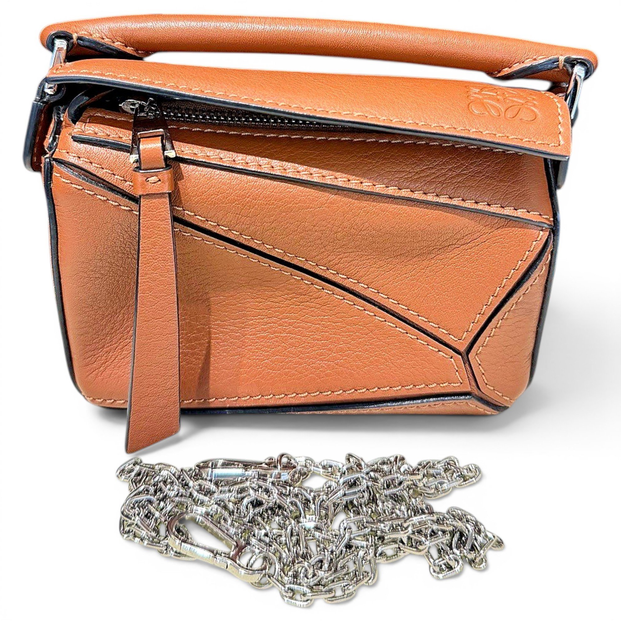 Puzzle leather handbag