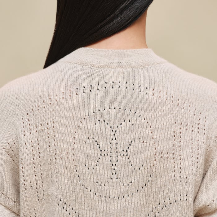 Beige Naturel Cashmere Long-sleeve Cardigan