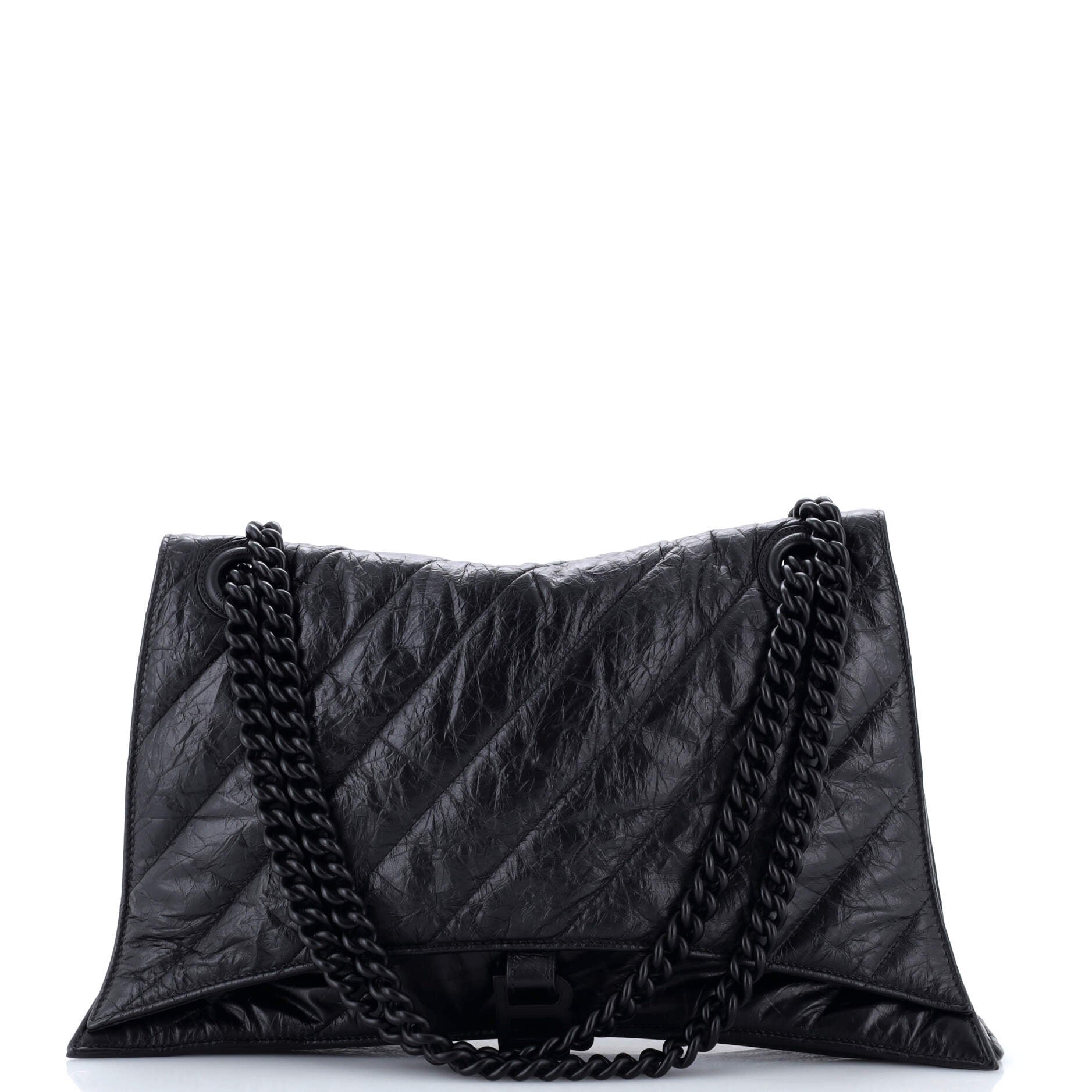 Crush Chain Flap Bag Quilted Crushed Calfskin Large