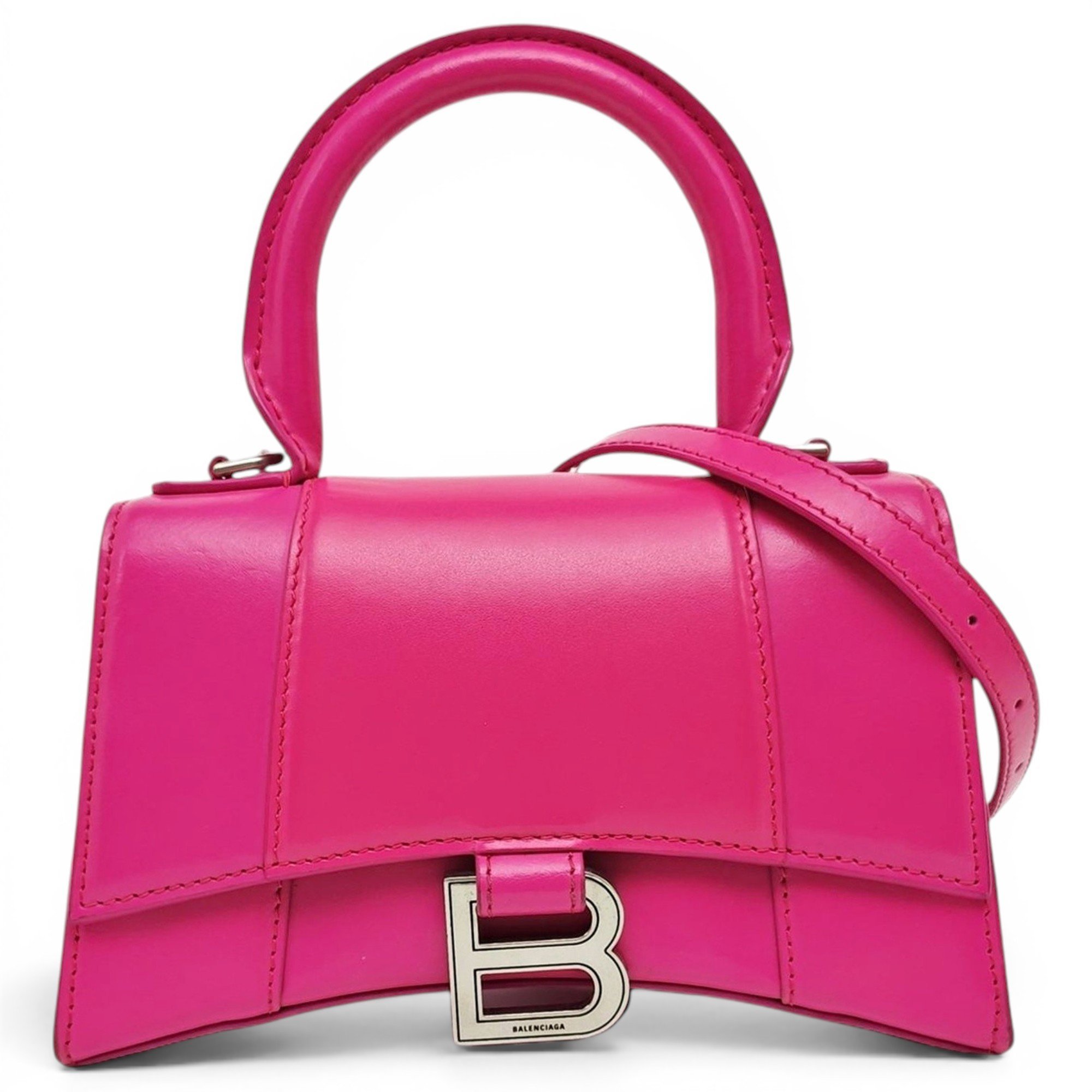 Hourglass leather handbag