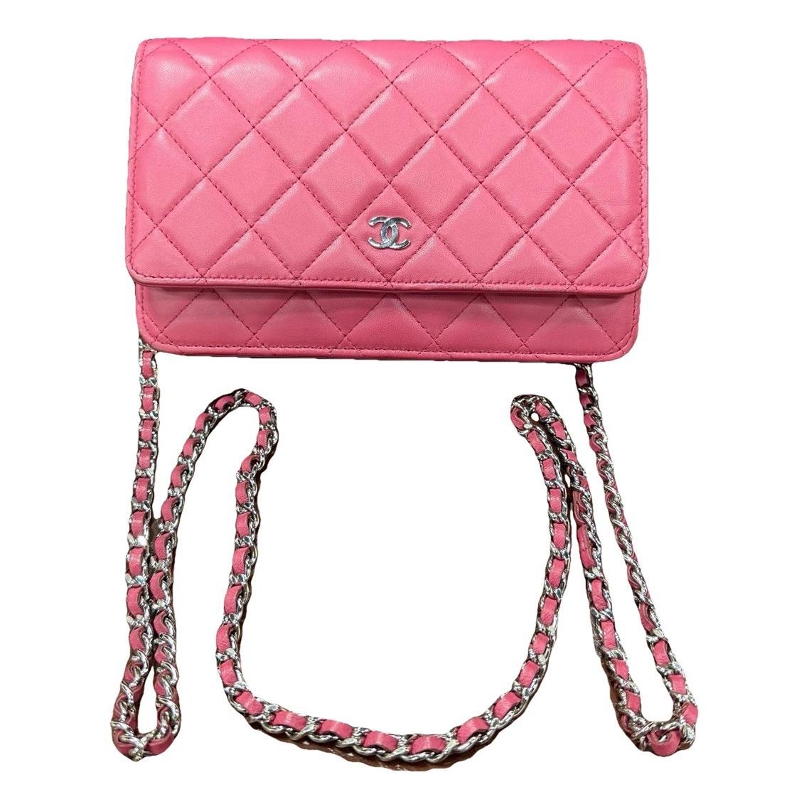 Trendy CC Wallet on Chain leather handbag