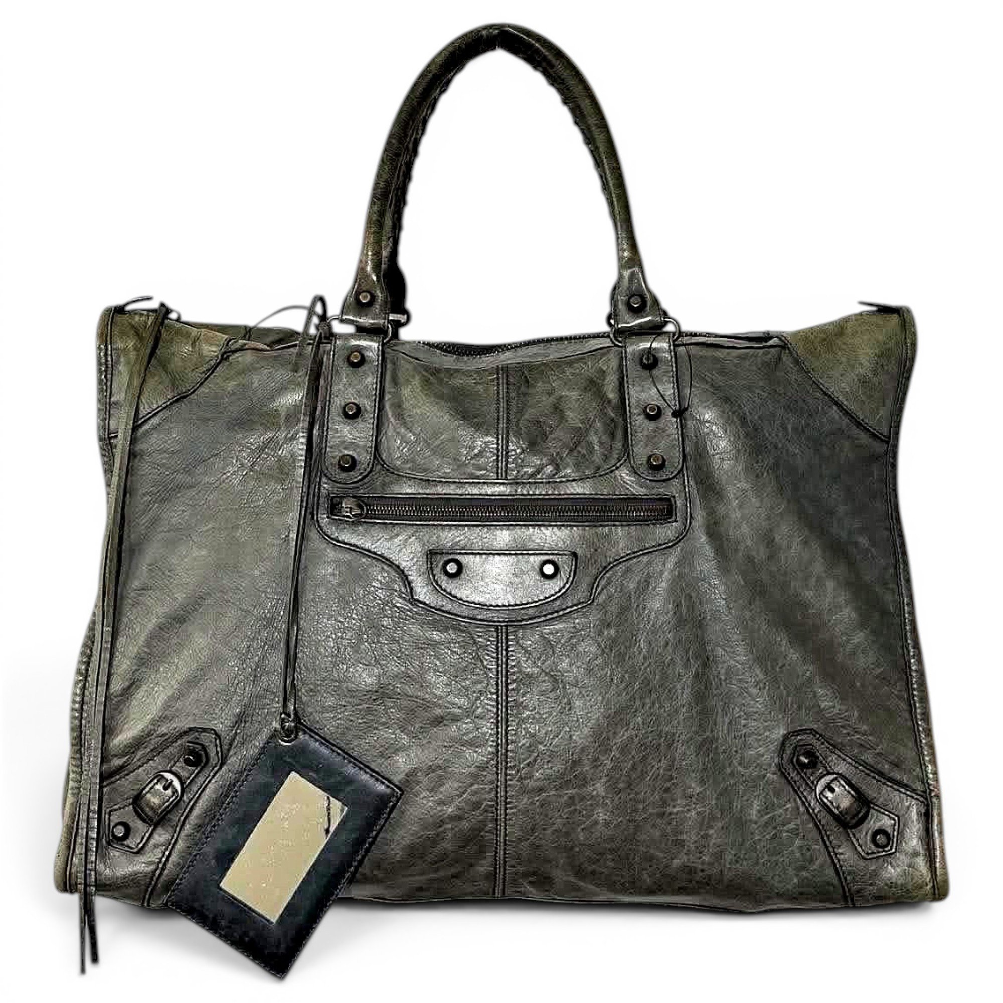 Work leather handbag
