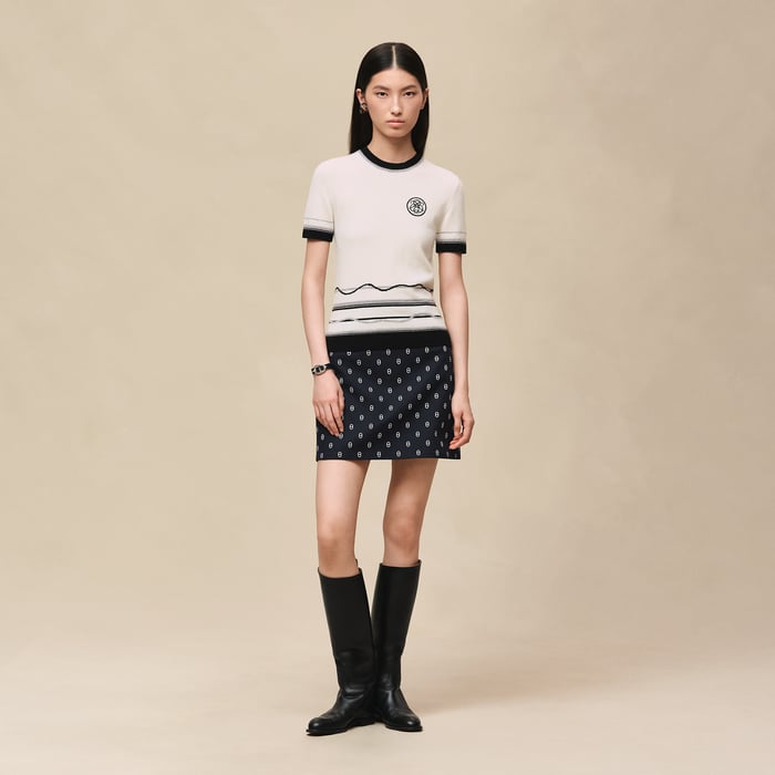 Blanc Nacre "Ex-libris" Short-sleeve Sweater