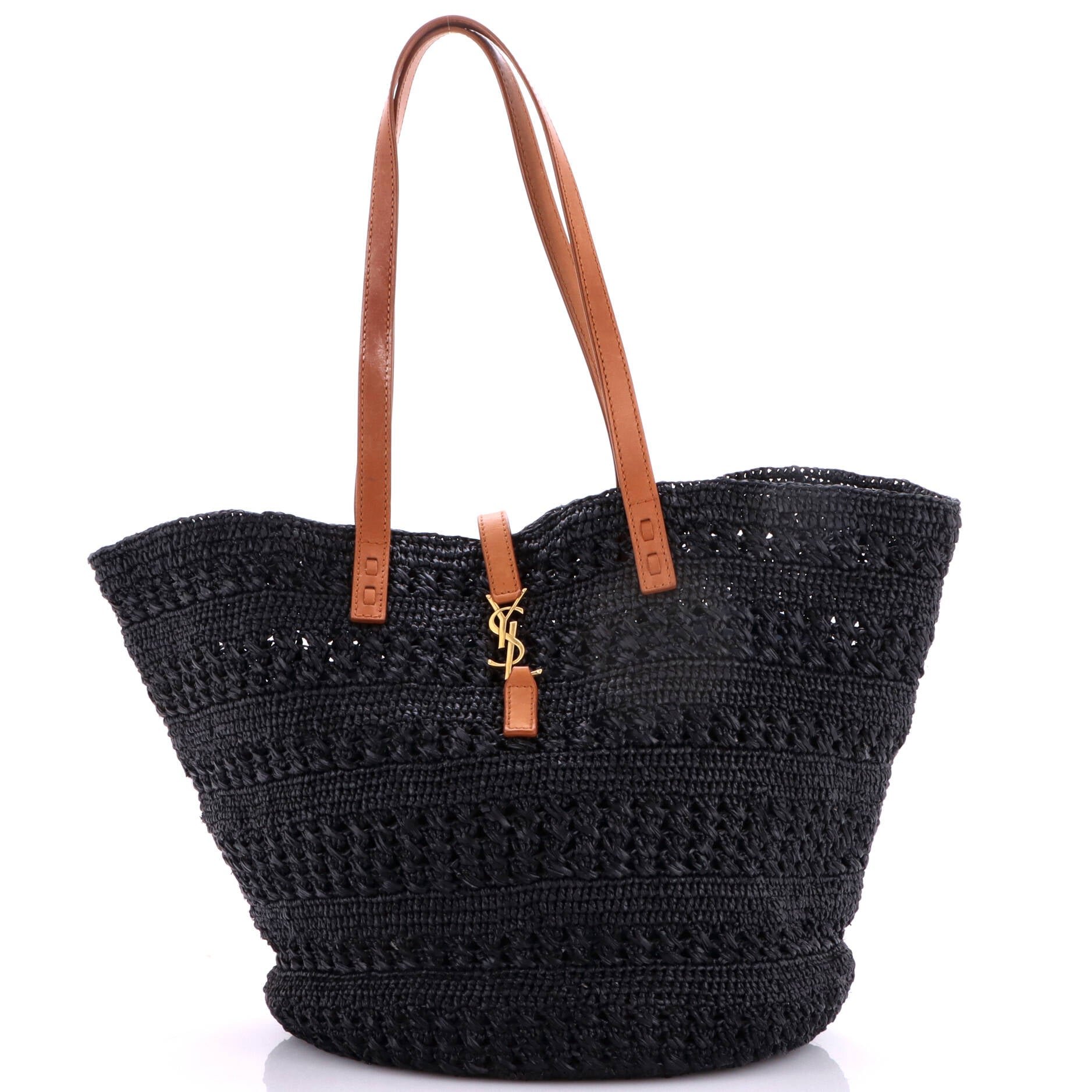 Panier Monogram Basket Shopper Raffia Medium