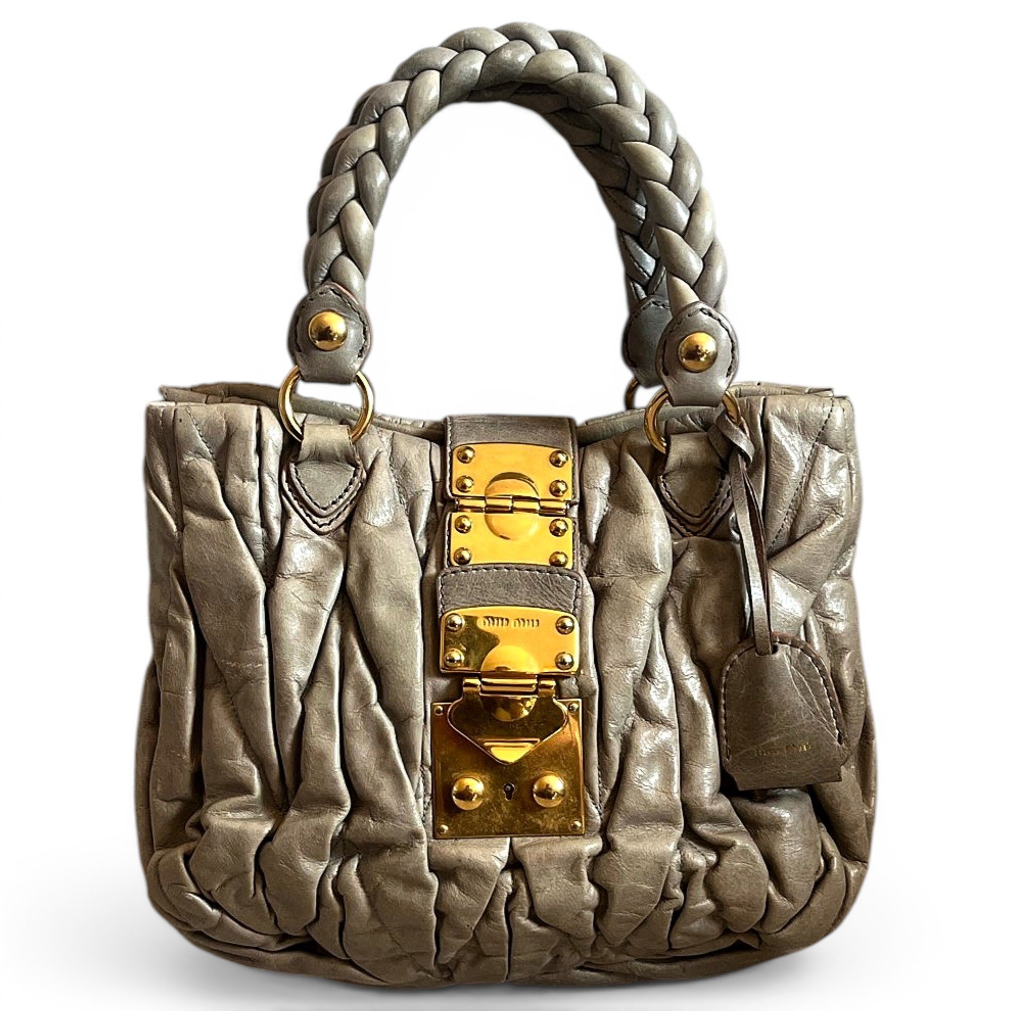 Coffer leather handbag
