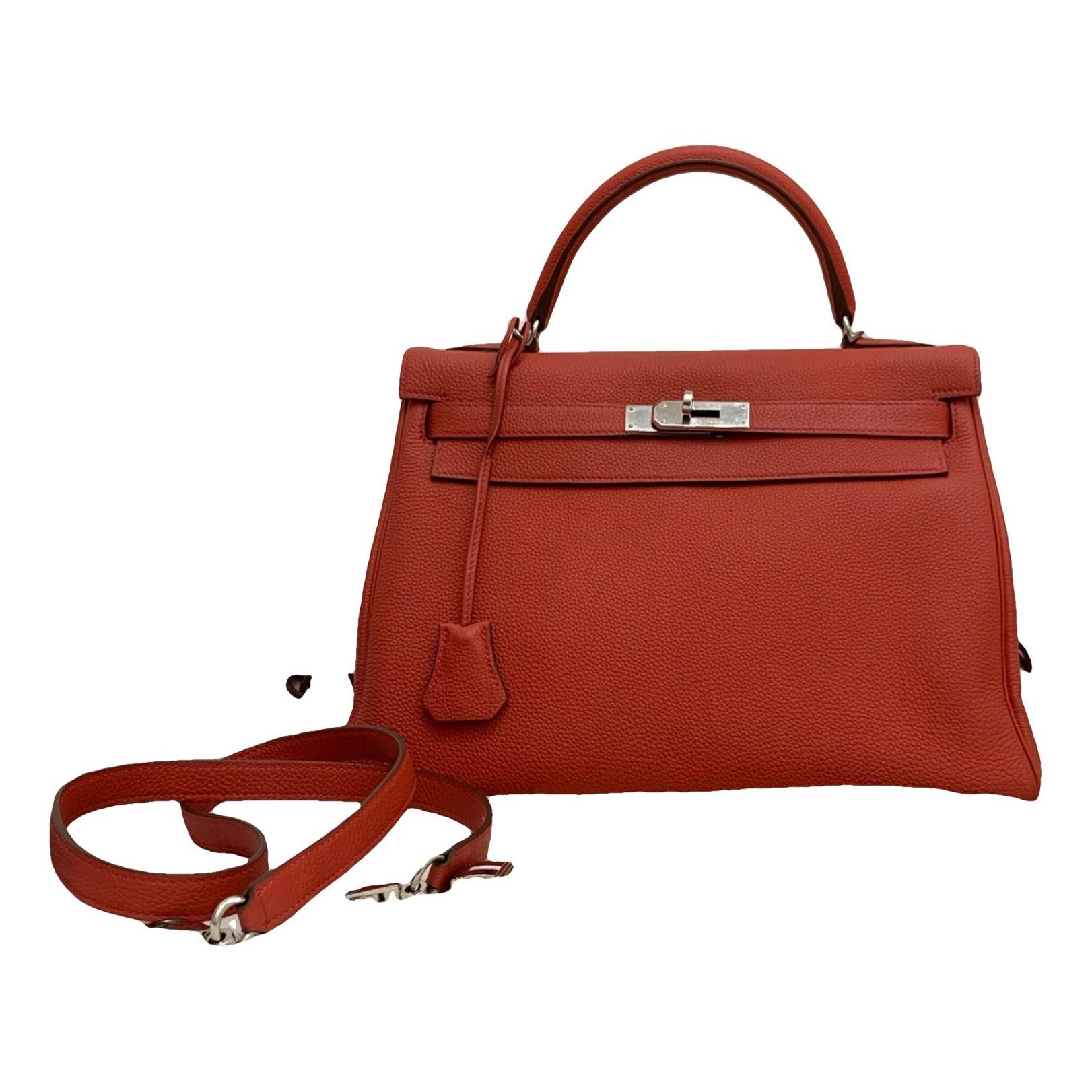 Hermes Kelly 32 Handbag Rouge Pivoine Togo Leather