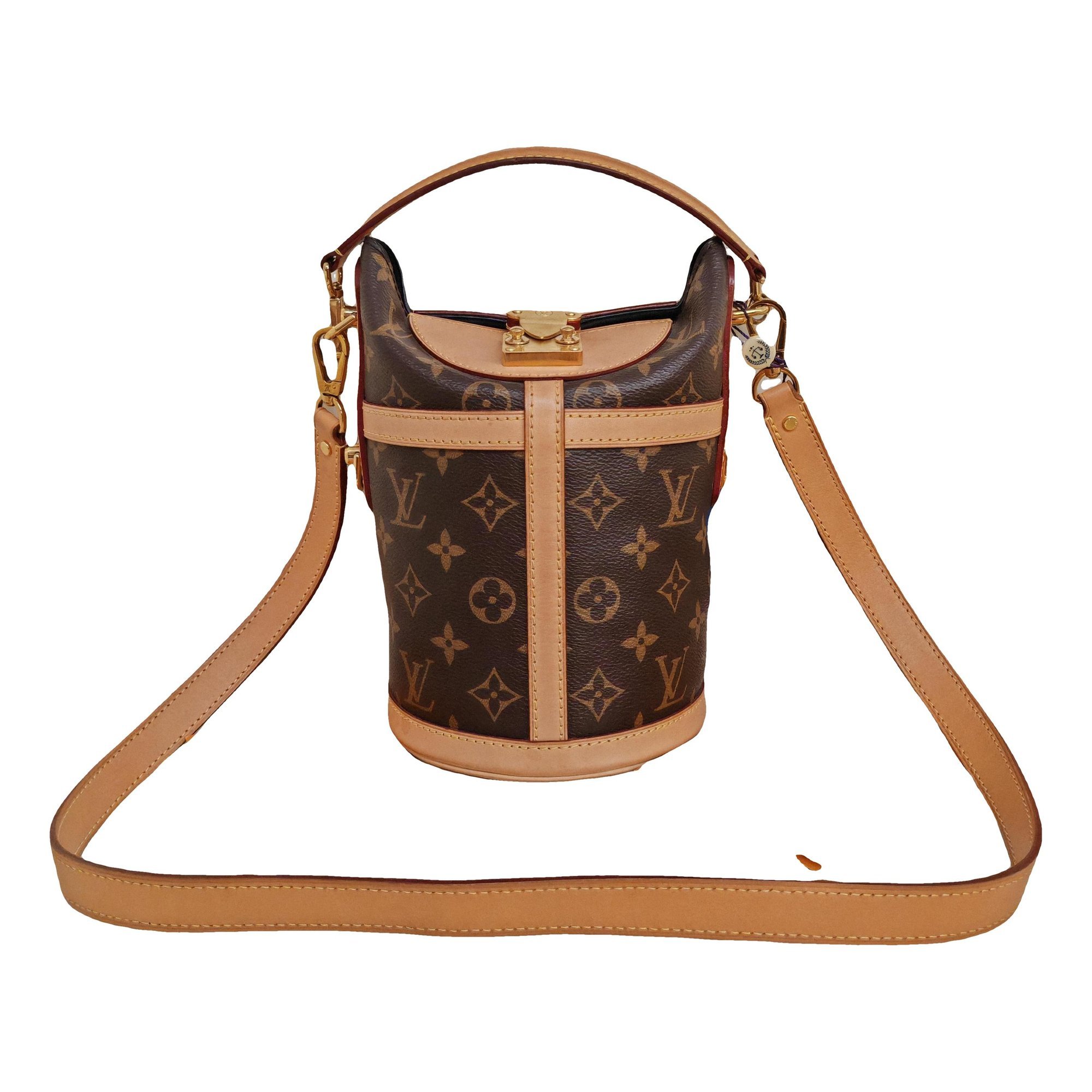 Duffle leather handbag
