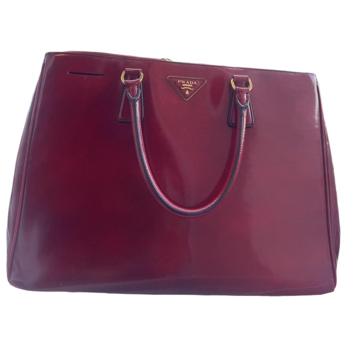 Pyramid patent leather handbag