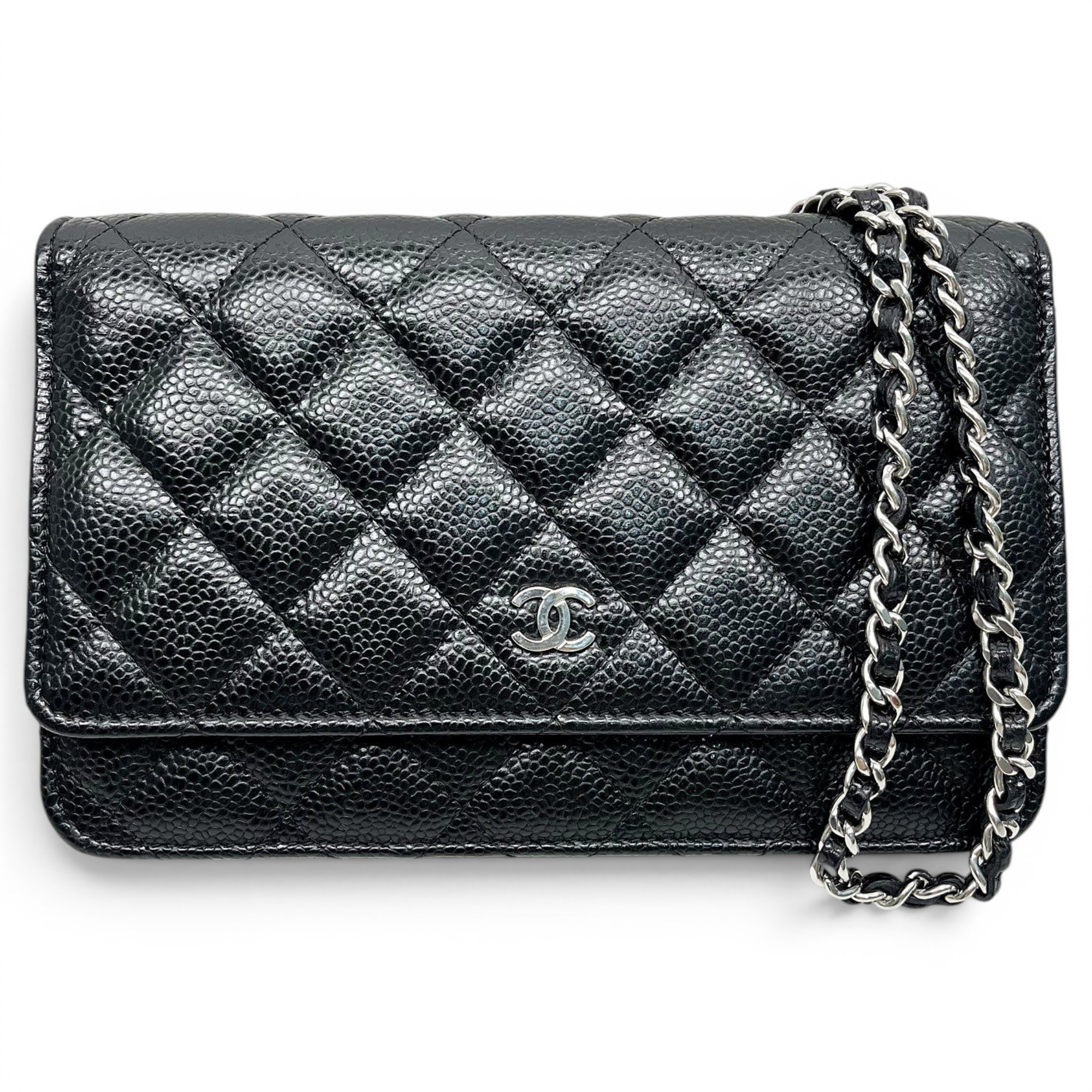 Trendy CC Wallet on Chain leather handbag