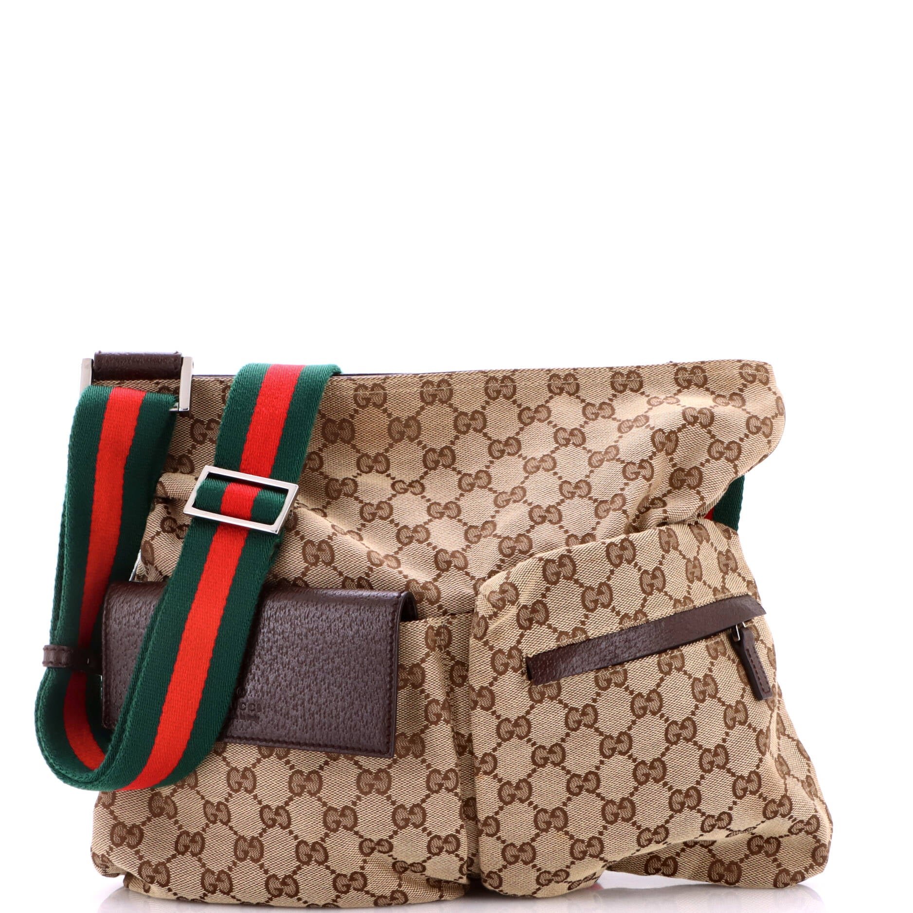 Double Pocket Web Messenger GG Canvas Medium