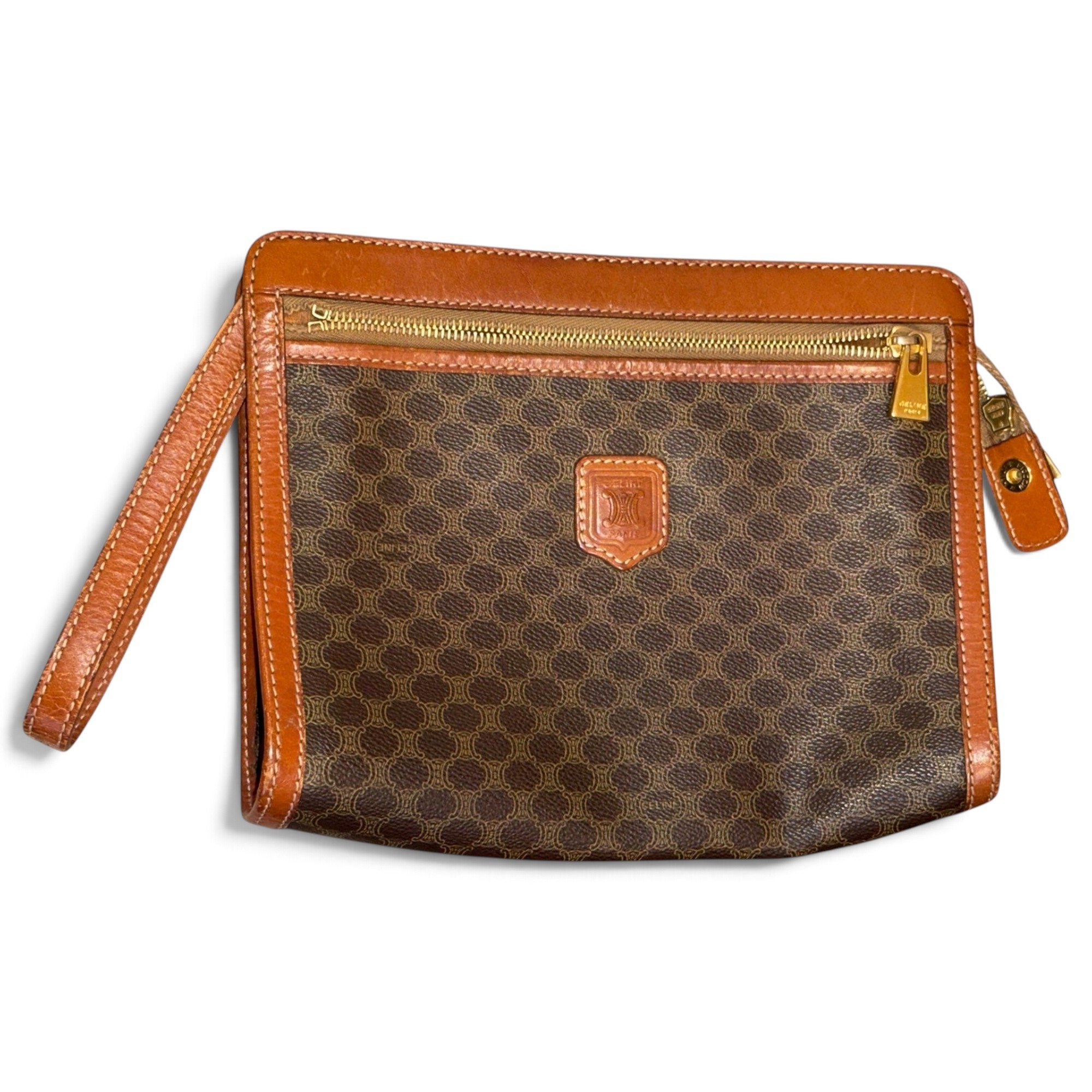 Triomphe Vintage leather clutch bag