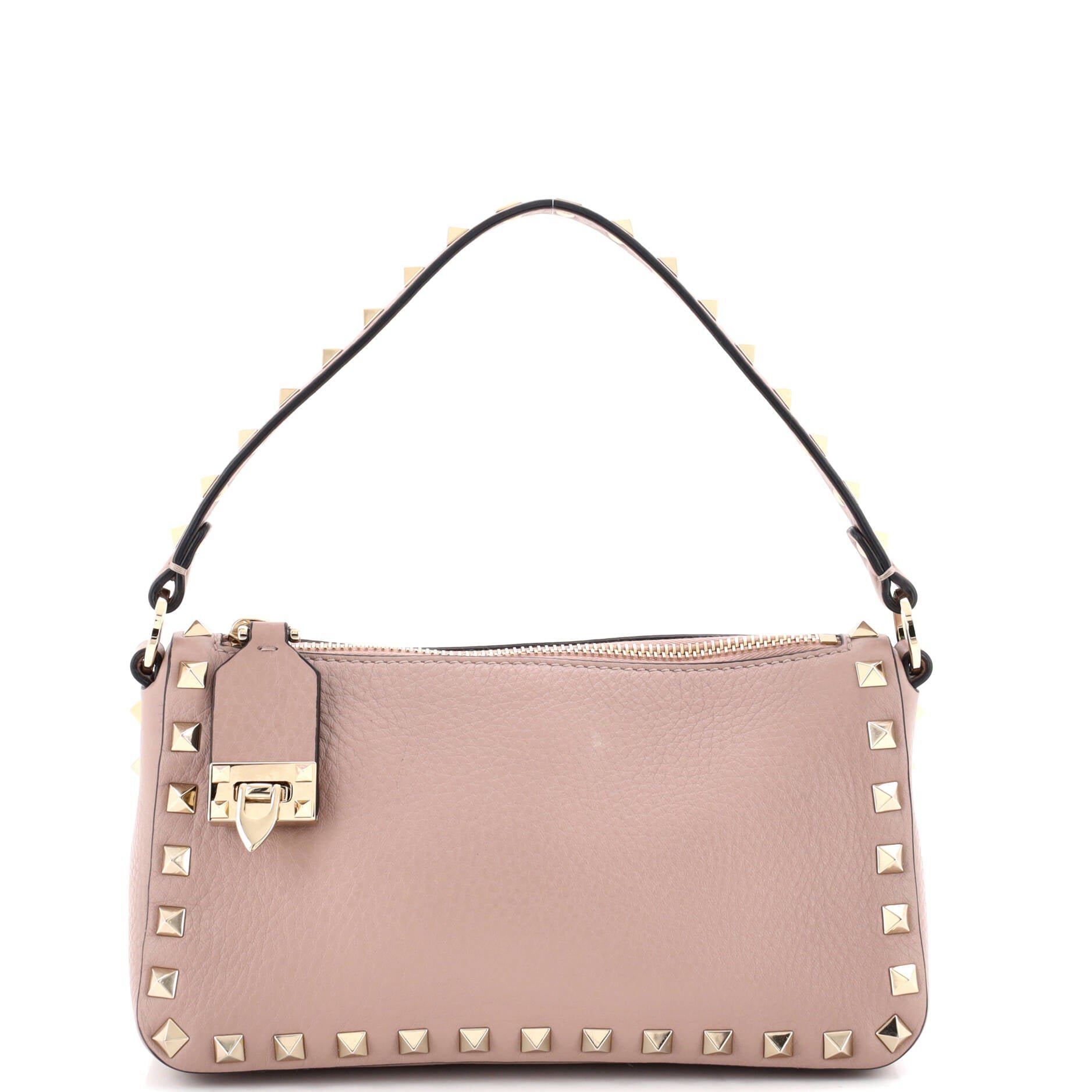 Rockstud Zip Pochette Shoulder Bag Leather Small