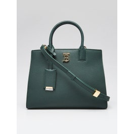 Burberry Dark Green Pebbled Leather Mini Frances Bag