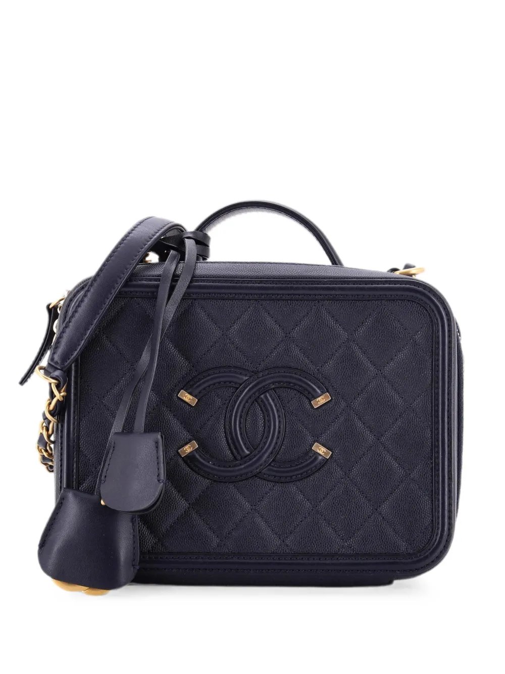 Filigree Vanity Case Quilted Caviar Medium satchel