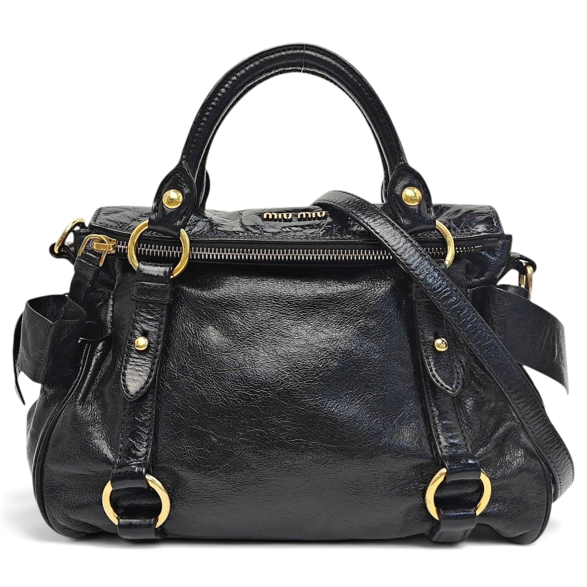 Bow bag leather handbag