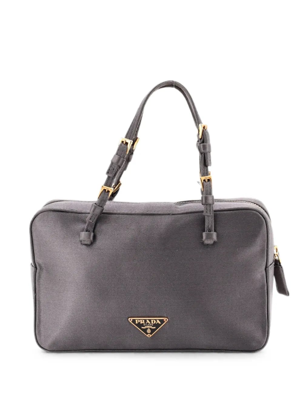 Triangle Logo Cerniera Top Handle Bag Satin satchel