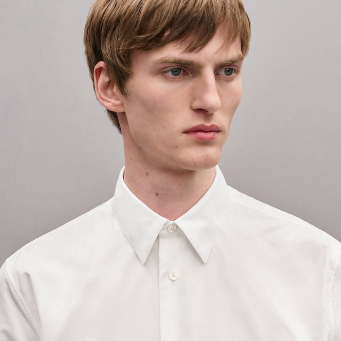 Blanc Shirt With Leather Detail