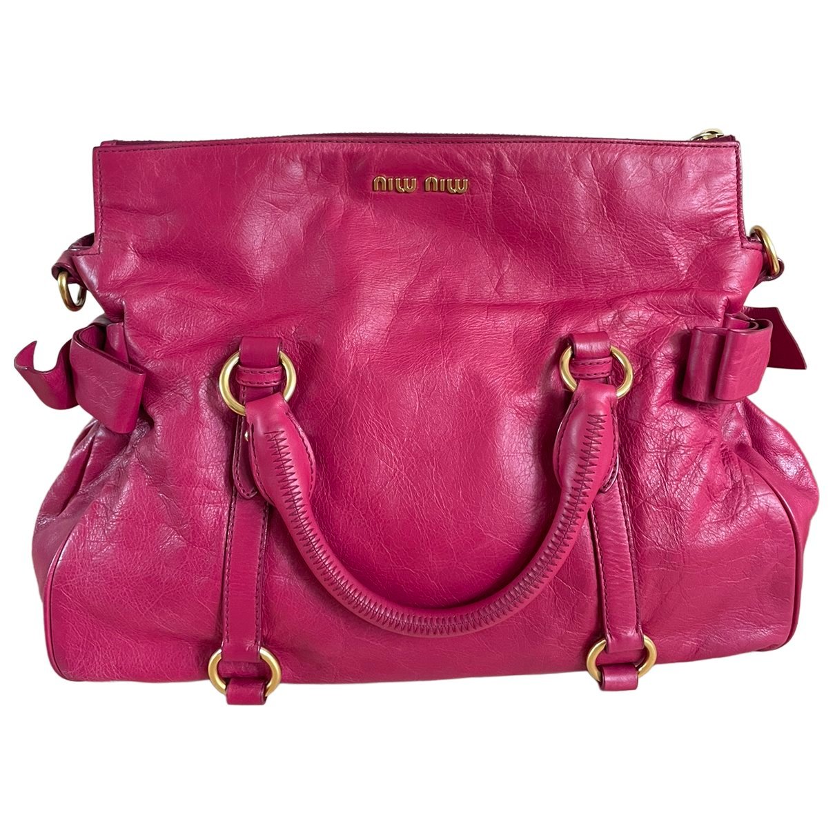Bow bag leather handbag