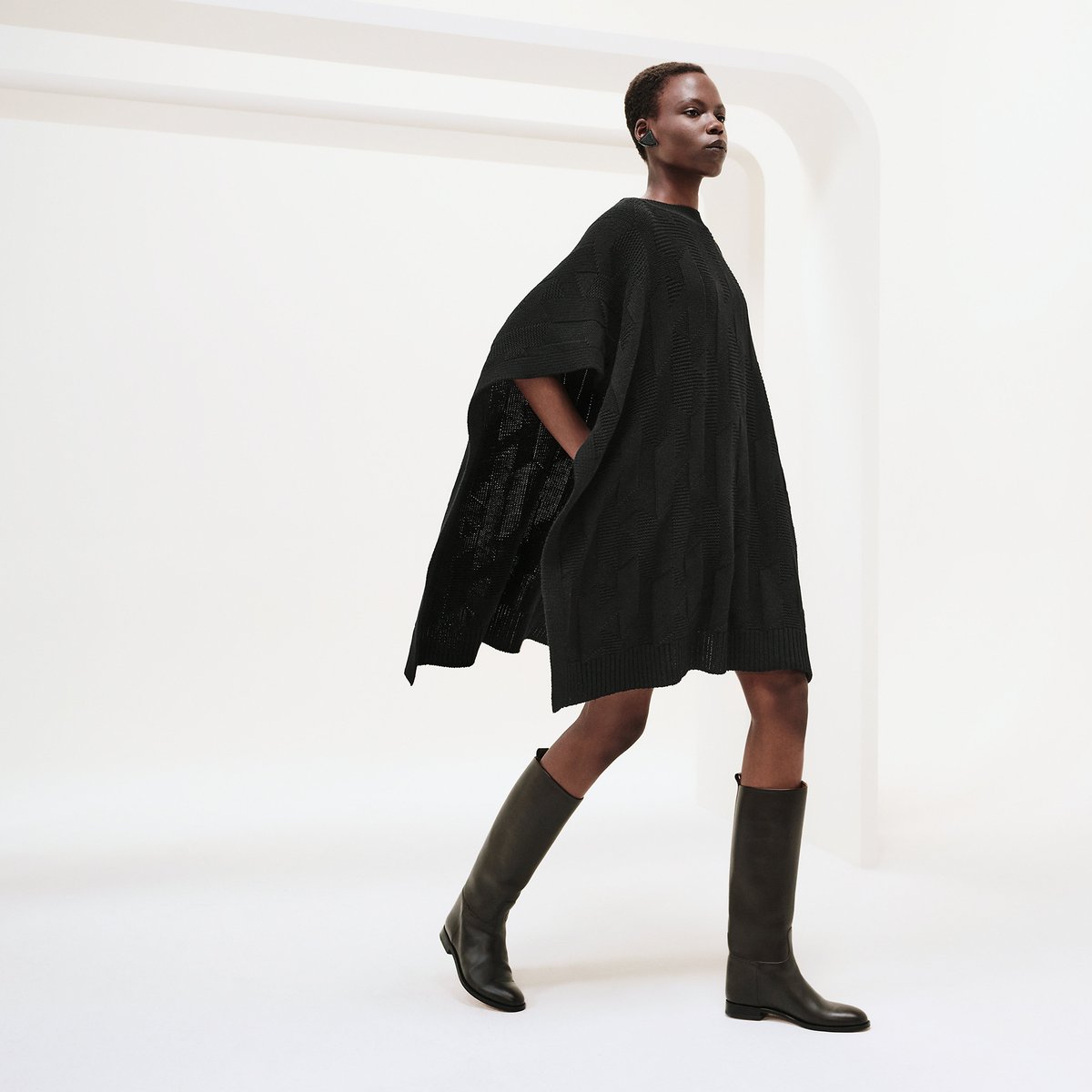 Noir "H" Rectangular Cape Poncho