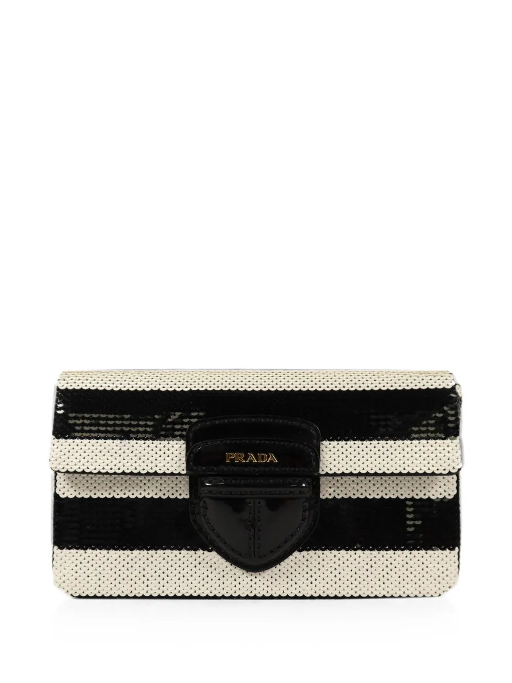 sequin-embellished striped clutch bag