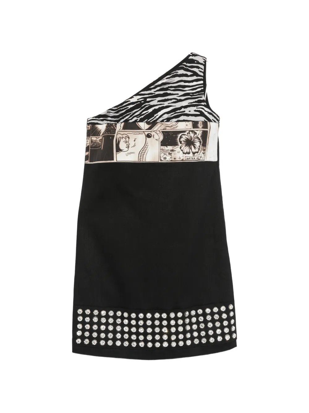crystal-embellished one-shoulder mini dress