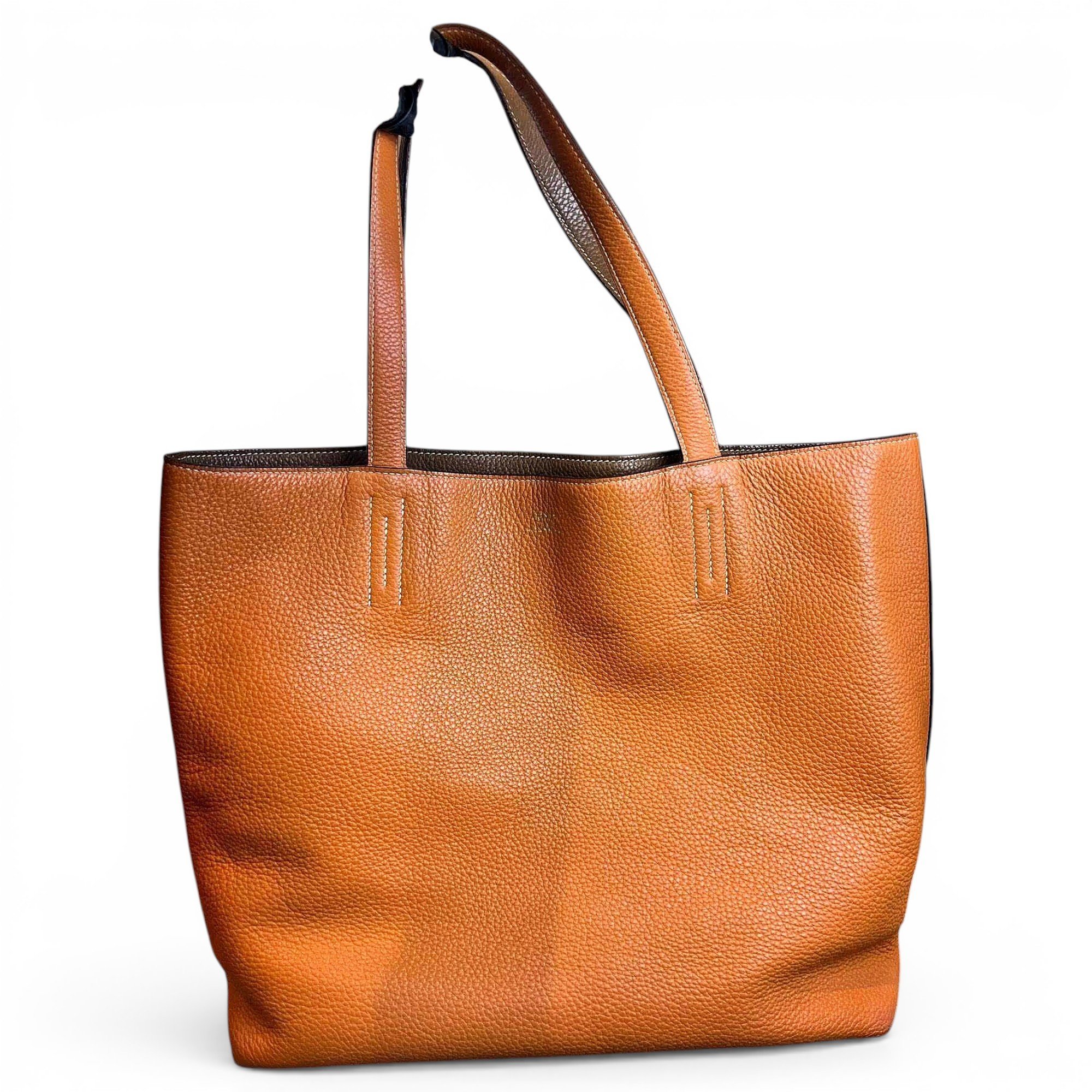 Double sens leather handbag