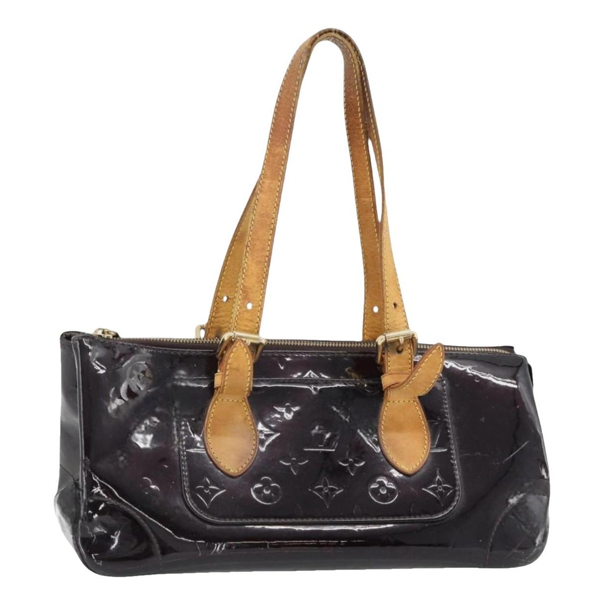 Rosewood patent leather handbag