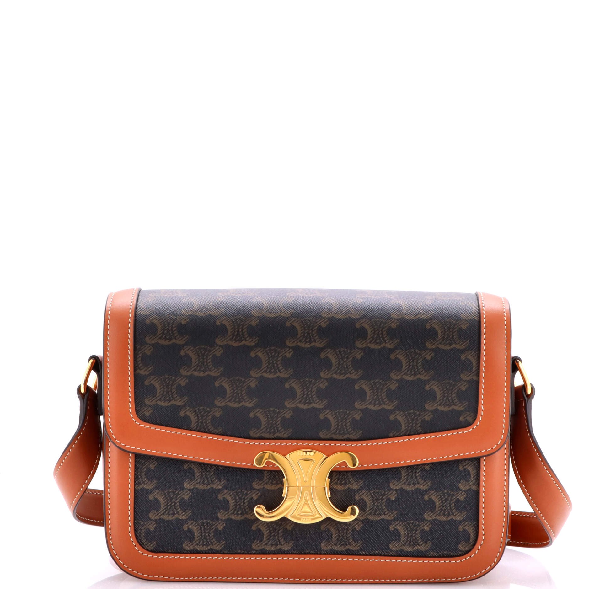 Celine Triomphe Shoulder Bag Triomphe Coated Canvas Medium