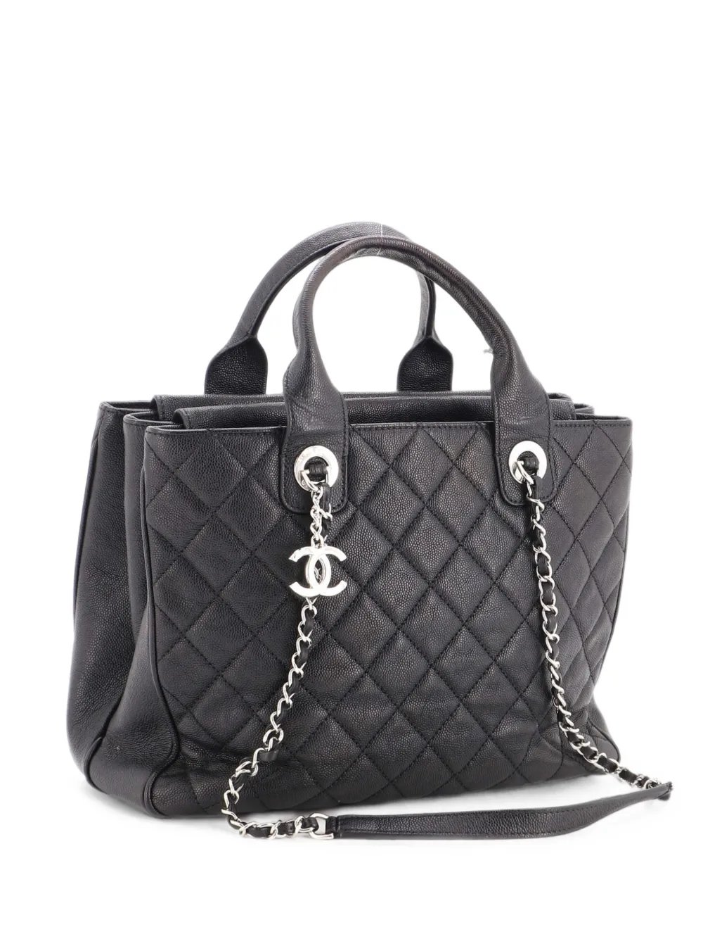 Urban Companion Top Handle Shopping Tote Quilted Caviar Medium satchel