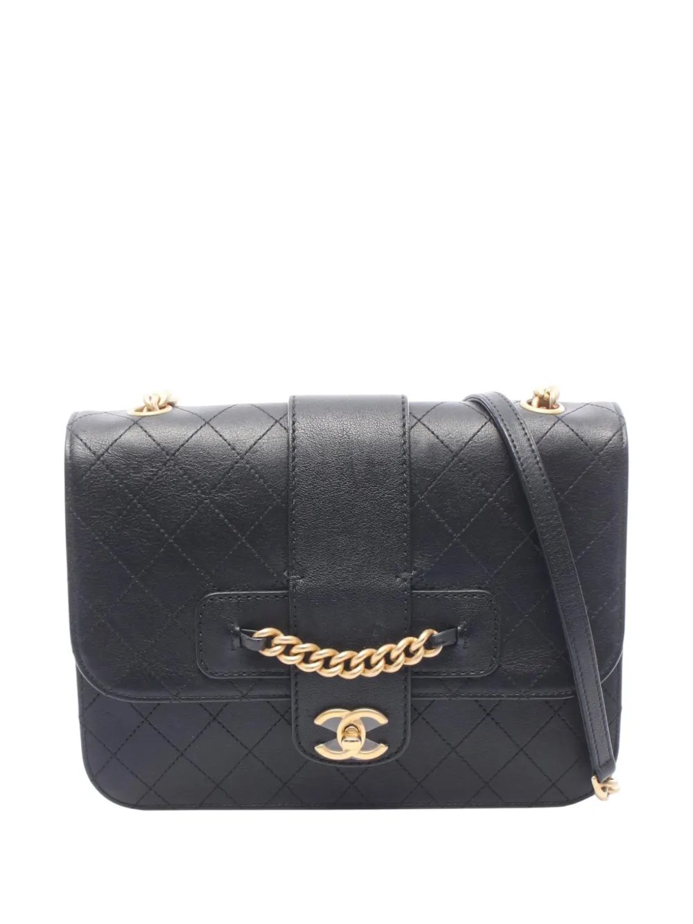 2017-2018 Large Quilted Sheepskin Front Chain Flap crossbody bag