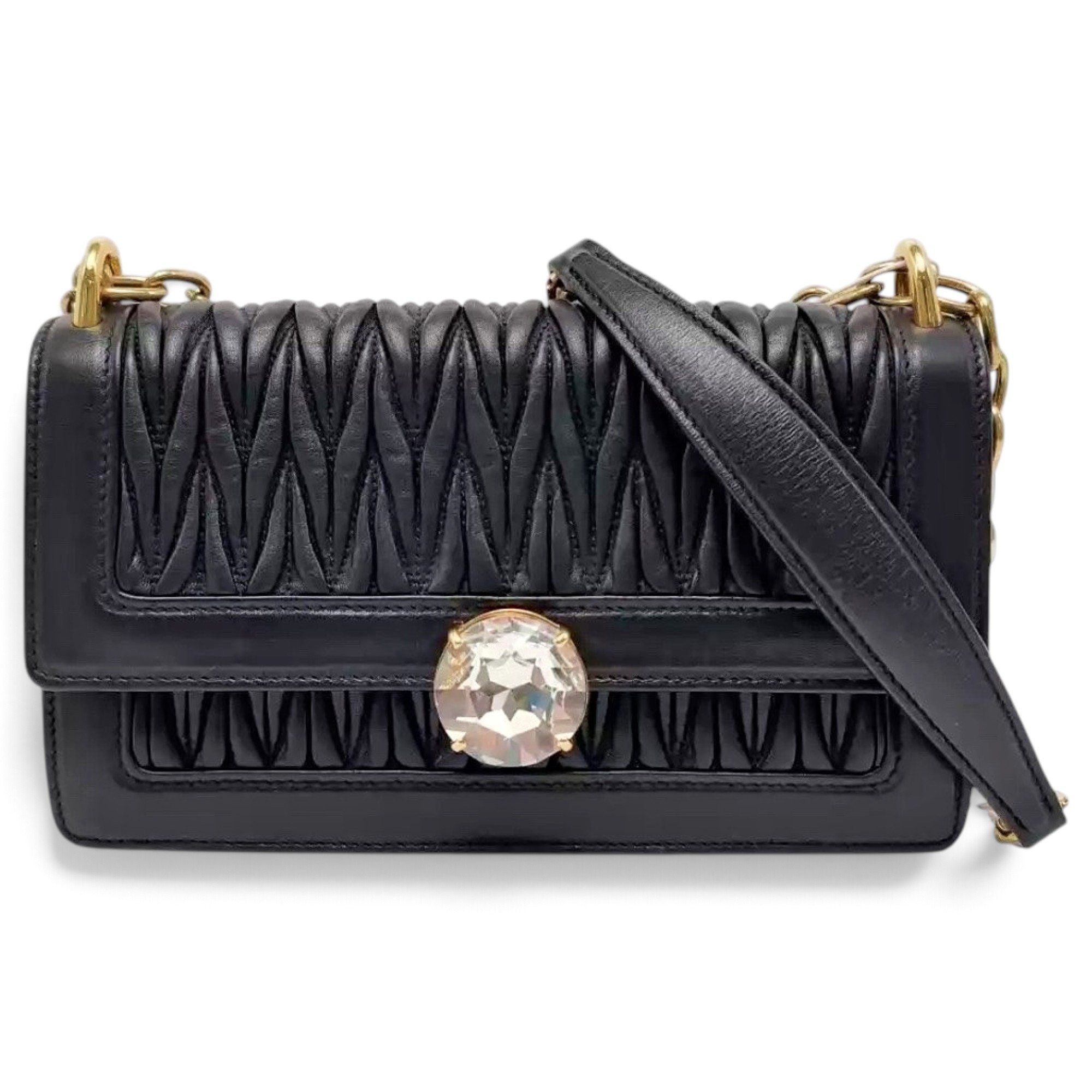 Miu Crystal leather handbag