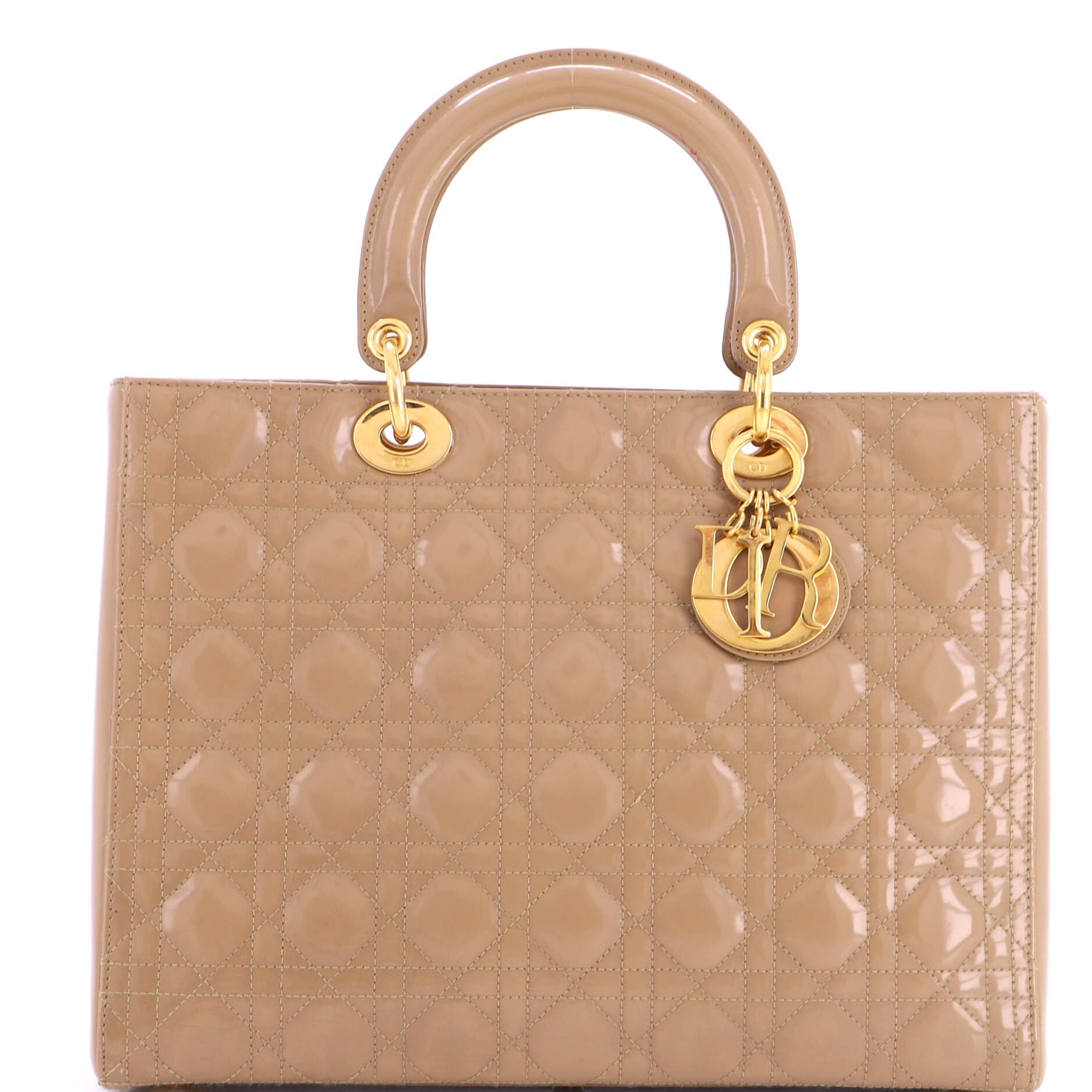 Vintage Lady Dior Bag Cannage Quilt Patent Large