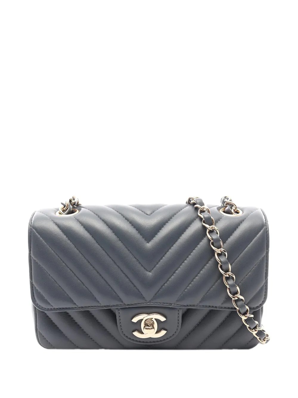2018-2019 Mini Rectangular Classic Chevron Lambskin Single Flap crossbody bag