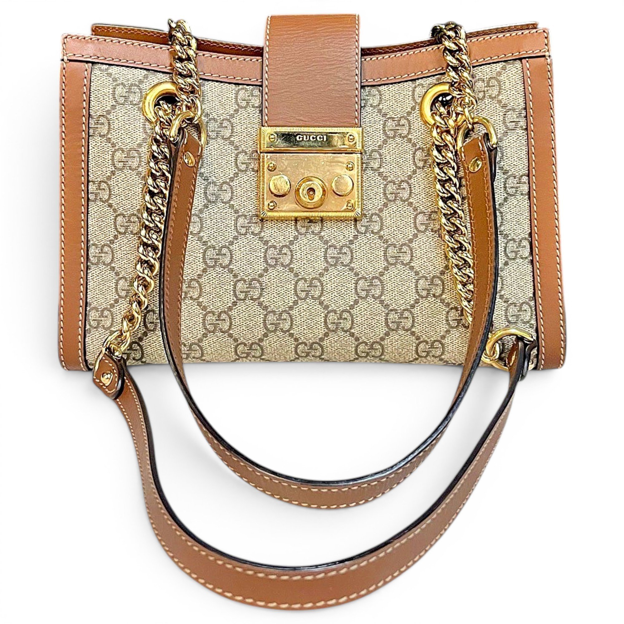 Padlock leather handbag