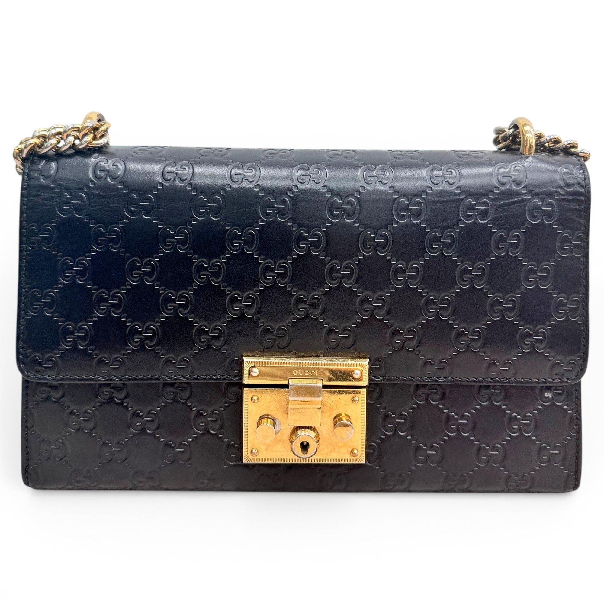 Padlock leather handbag