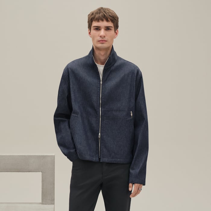 Indigo Zipped Denim Jacket Shirt