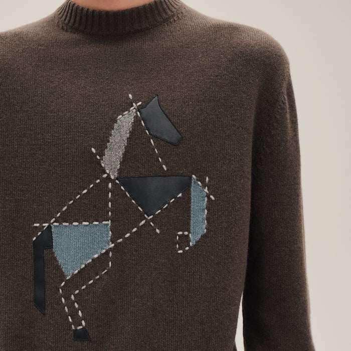 Café Cashmere "Cheval Tangram" Crewneck Sweater