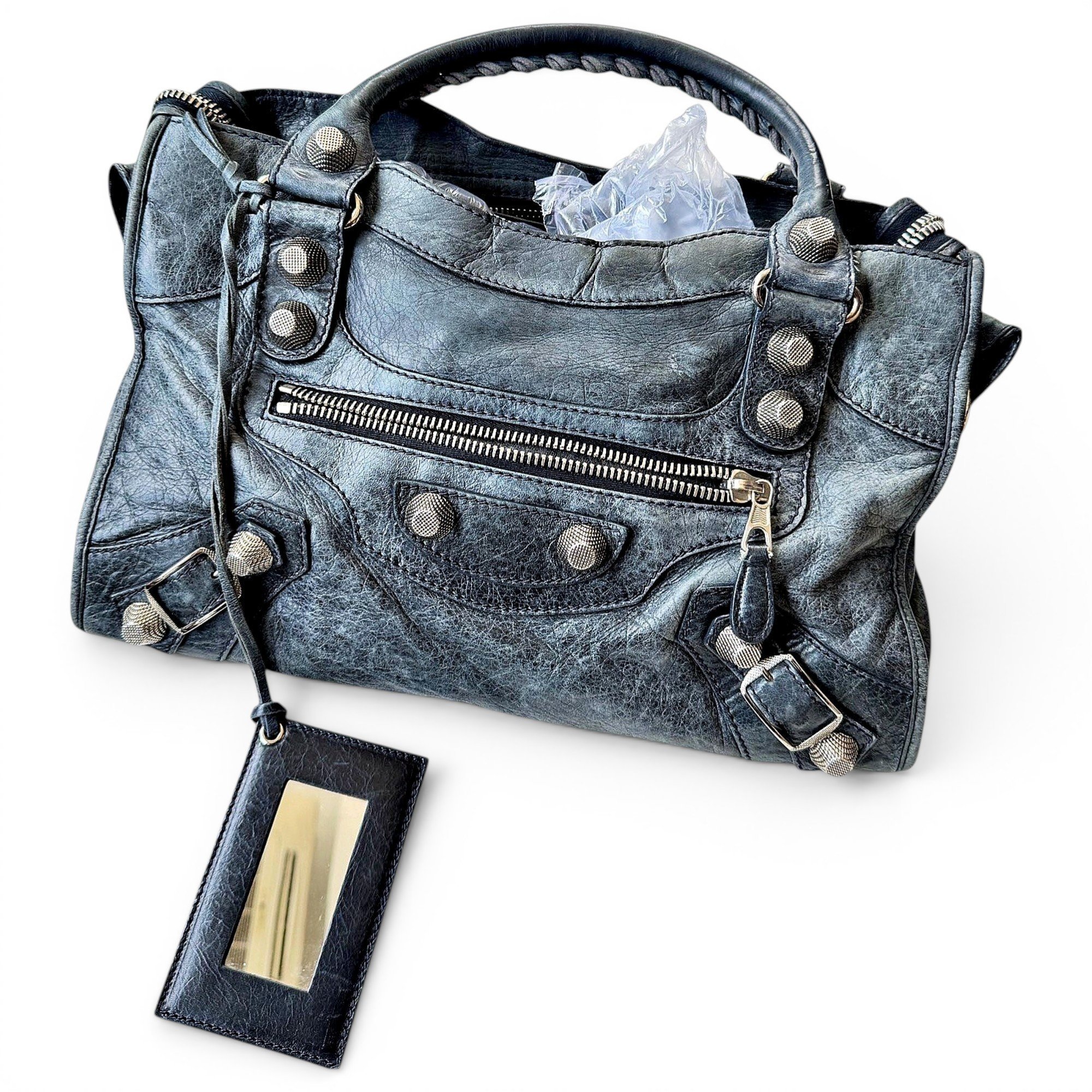 City leather handbag