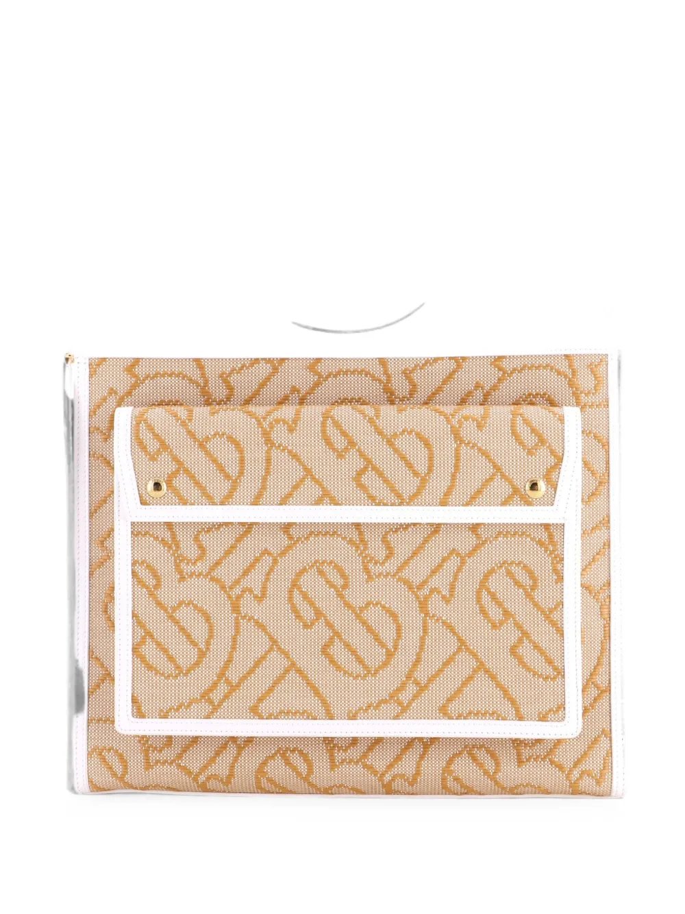 Logo Pocket Woven Raffia and Canvas with Leather Medium tote bag