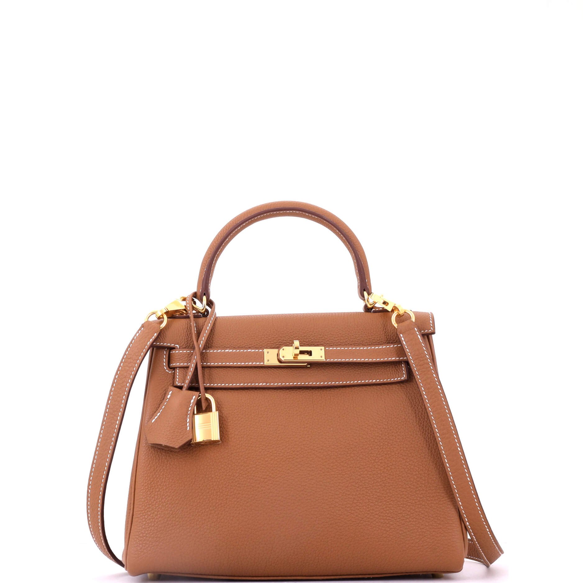 Kelly Handbag Gold Togo with Gold Hardware 25