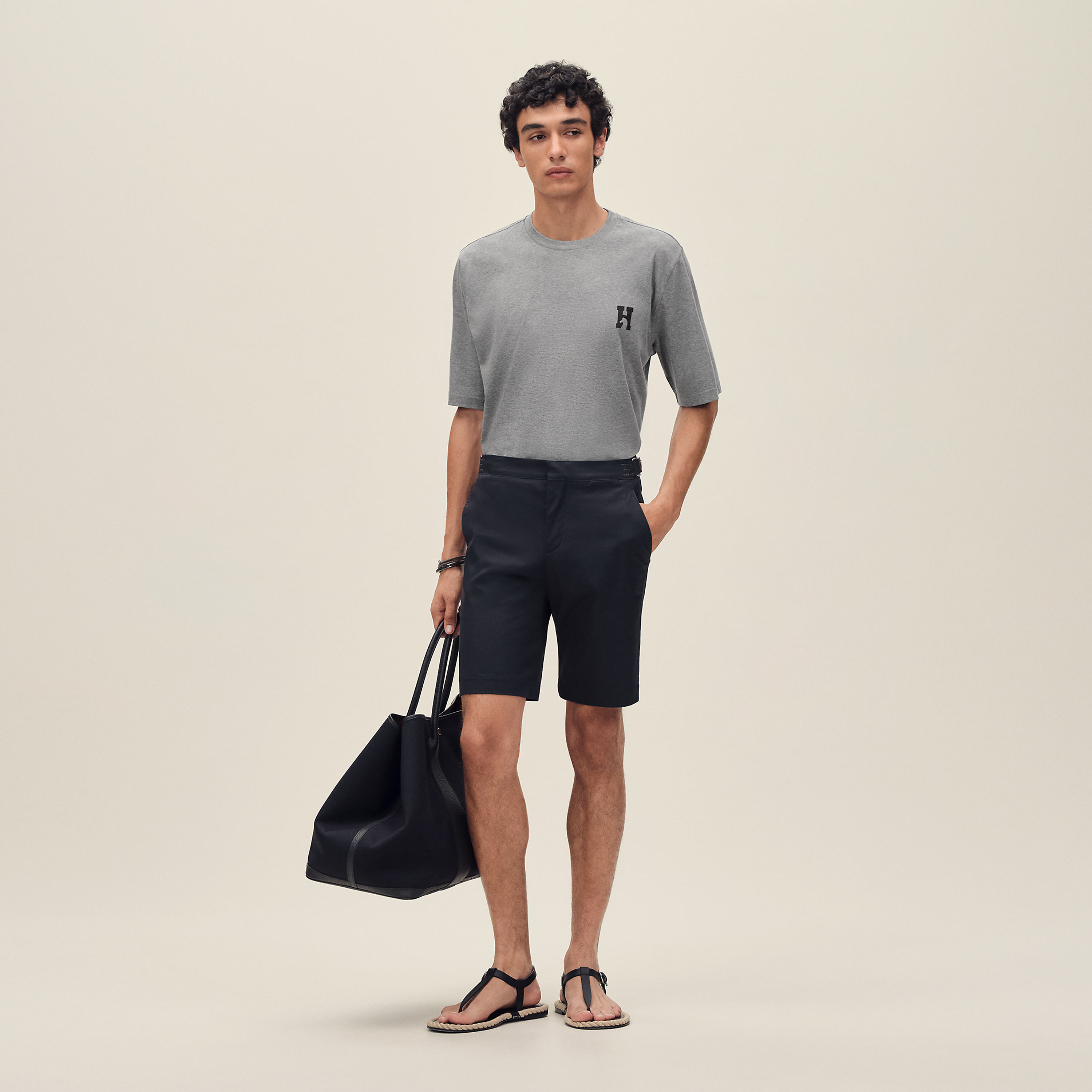 "H'Cheval" t-shirt with leather detail