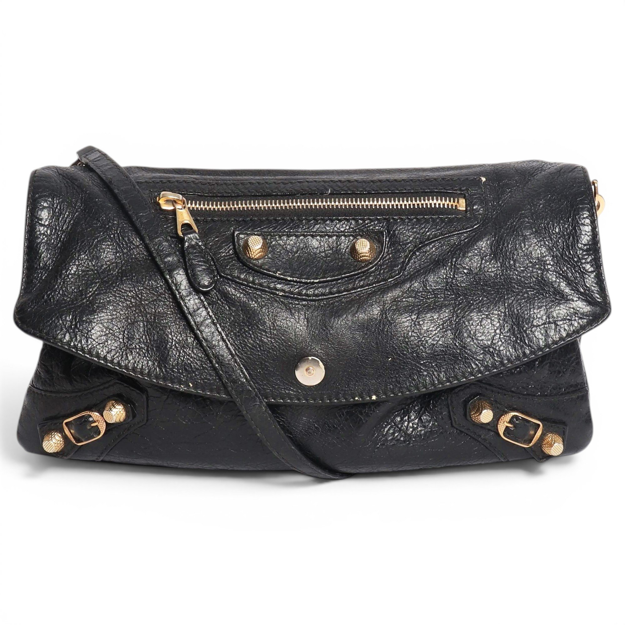 Hardware leather crossbody bag