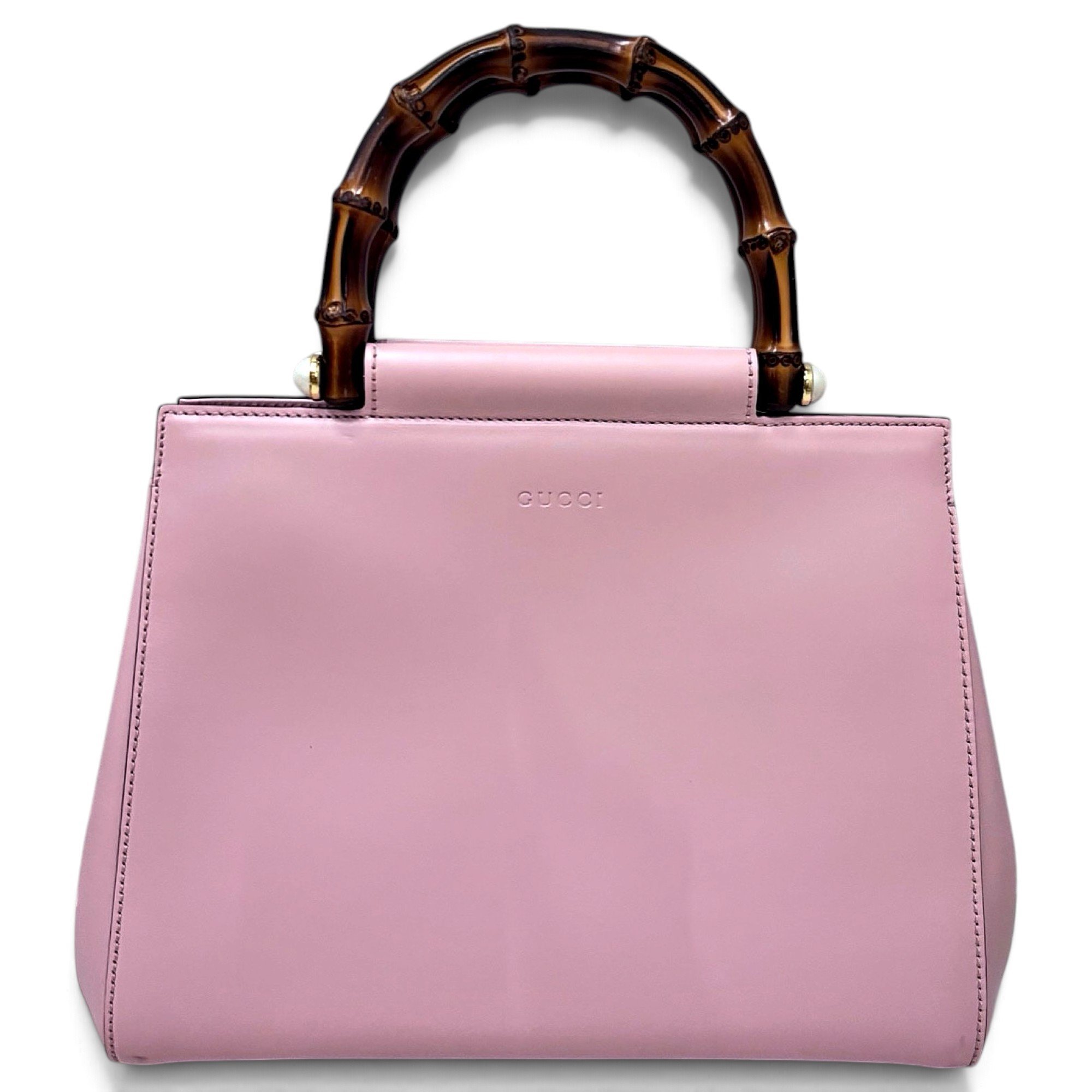 Bamboo Top Handle leather handbag