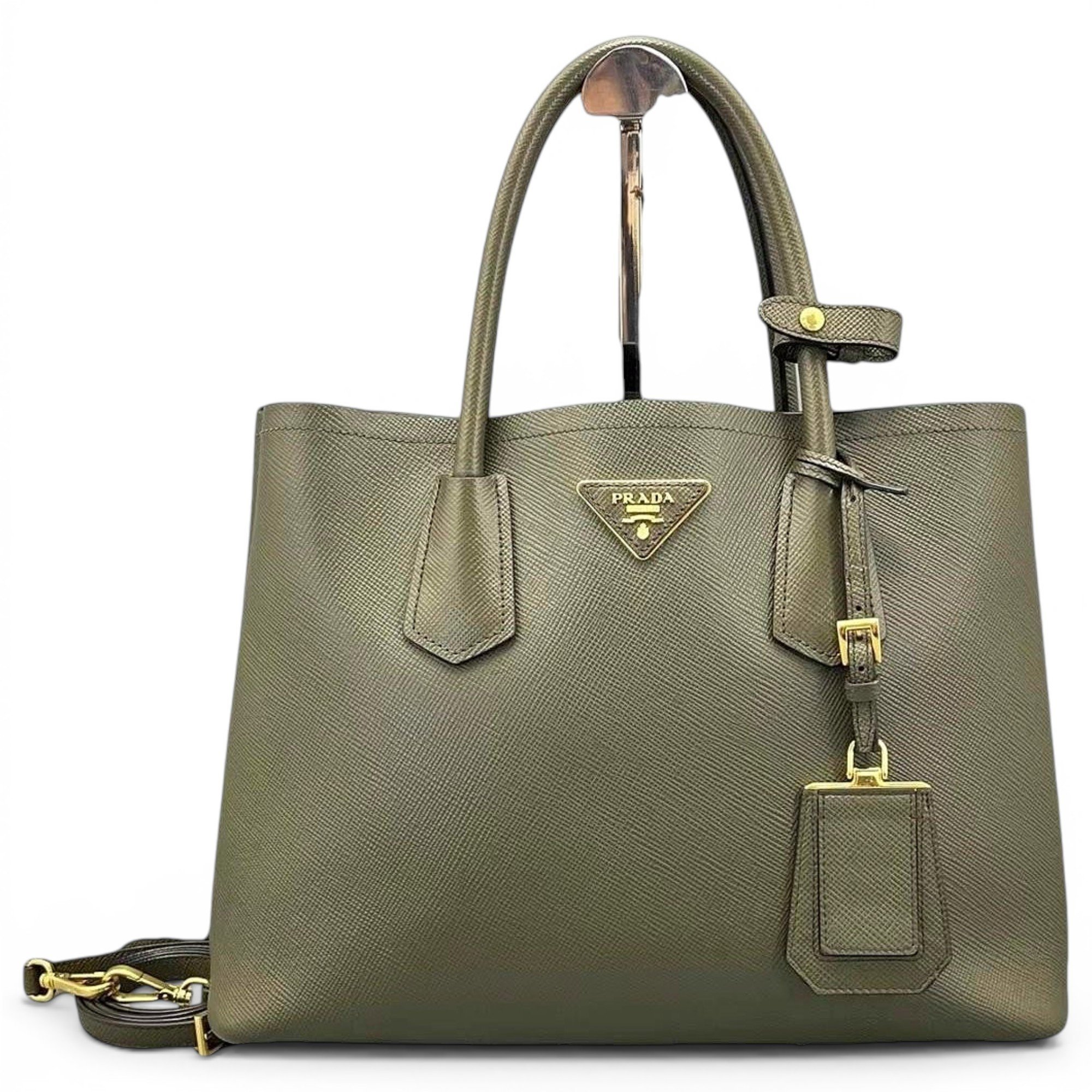 Double leather handbag