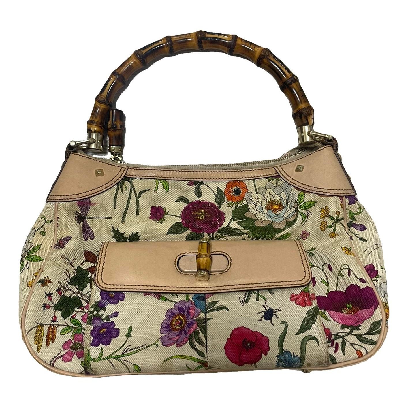 Bamboo Zip Top Handle cloth handbag