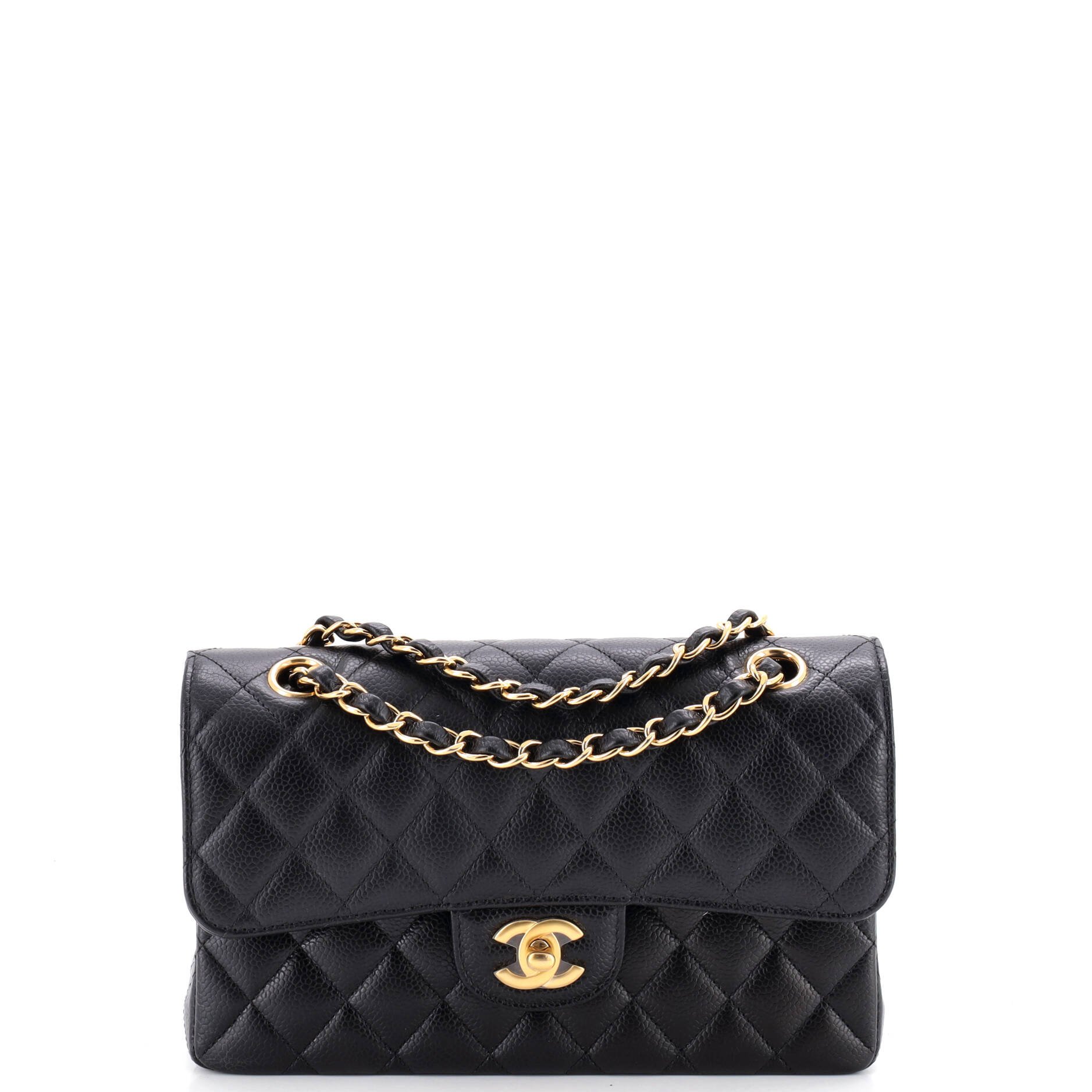 Classic Double Flap Bag Quilted Caviar Small